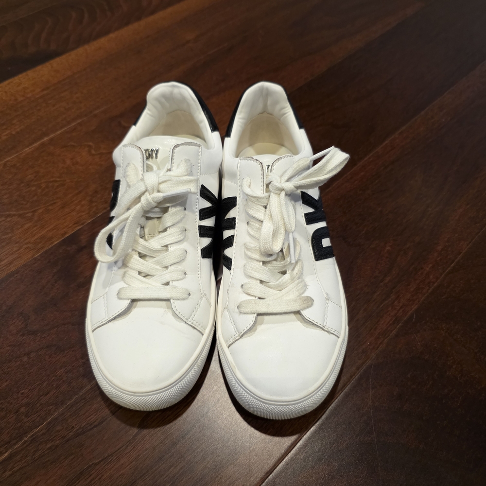 DKNY White Sneakers with Black Side Accents - Picture 3 of 7